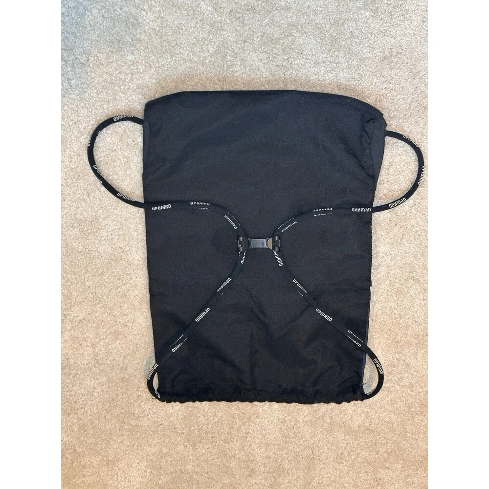 Upward Sports Drawstring Backpack Black/Blue Front Zip Pocket Unisex Adults